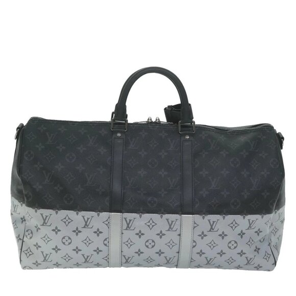LOUIS VUITTON Eclipse Split Keepall Bandouliere 50 Boston Bag M43817 Auth 57012A - Picture 2 of 16